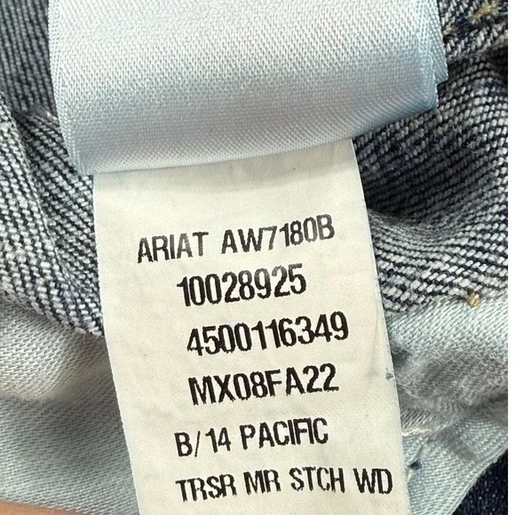 Ariat Denim Trouser Jeans Pacific Dark Wash Mid Rise Wide Leg Womens 33L - Picture 7 of 9